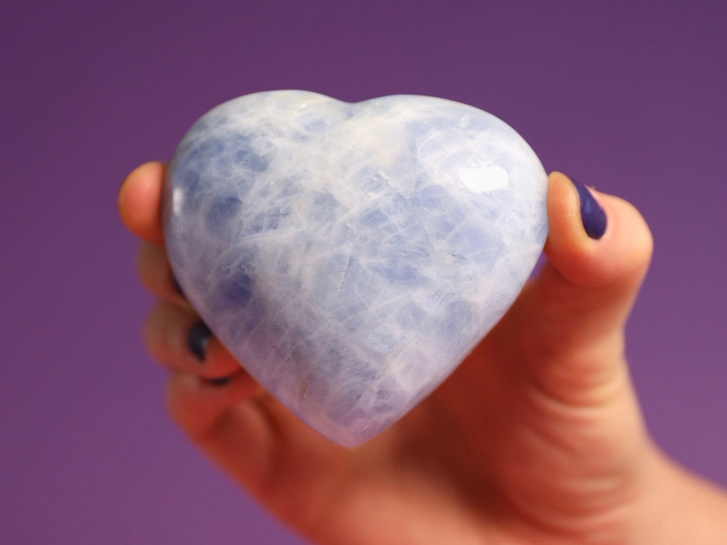 Large Blue Calcite Heart Crystal