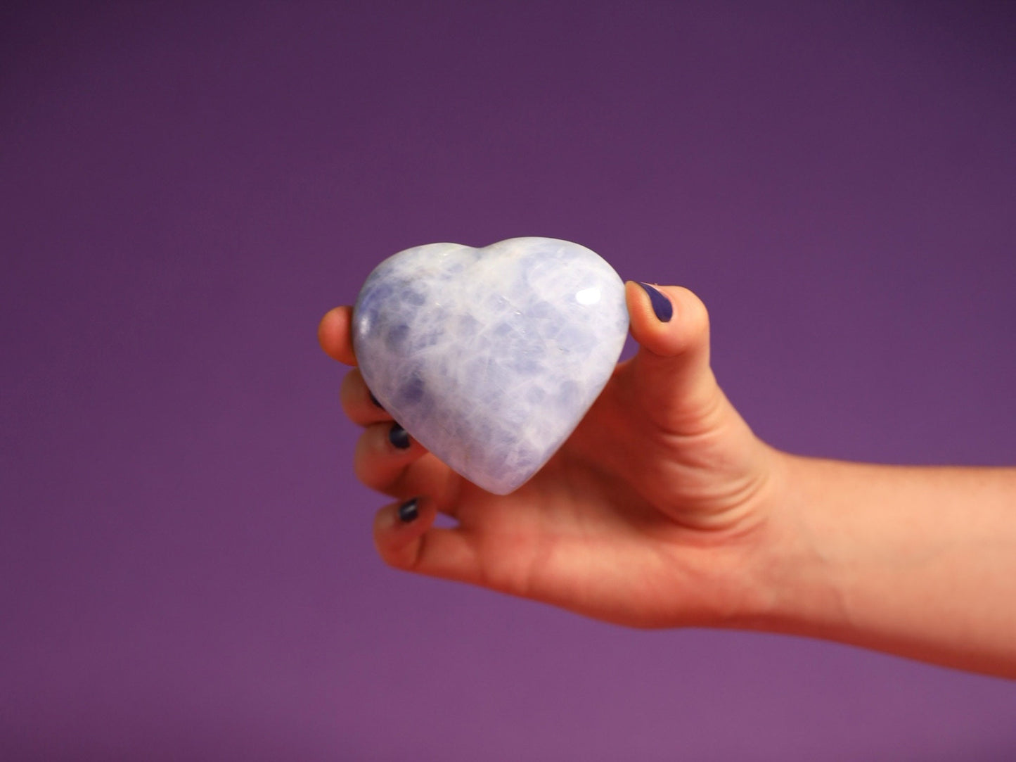 Large Blue Calcite Heart Crystal