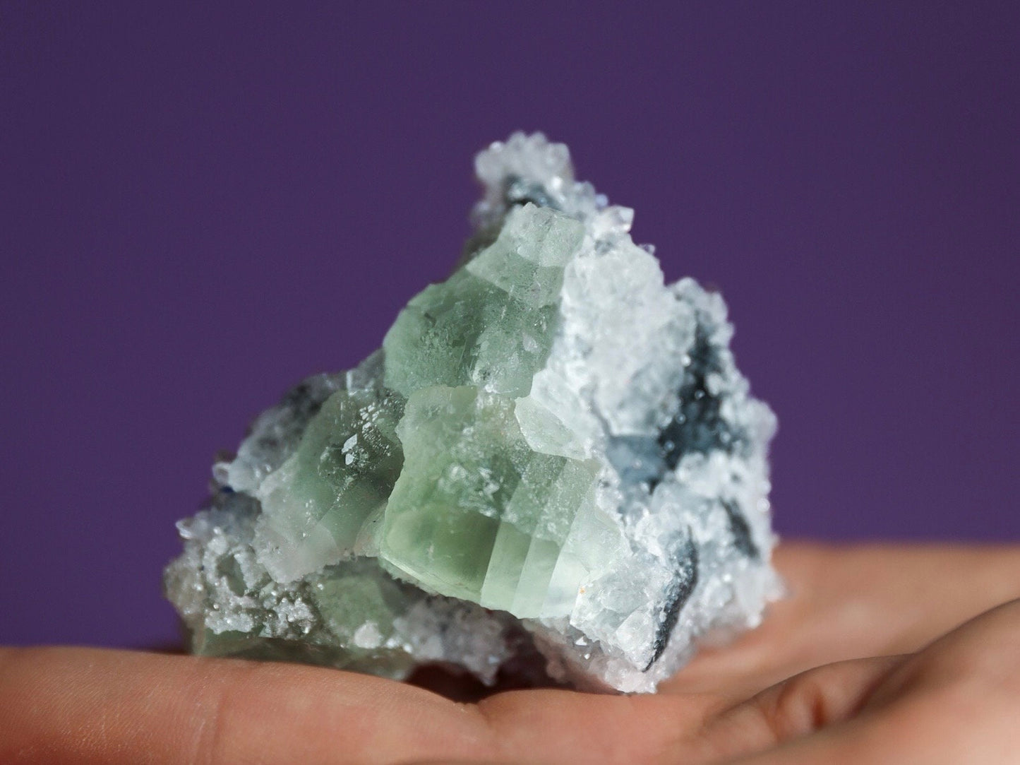 Green Fluorite and Grey Quartz Cluster Specimen