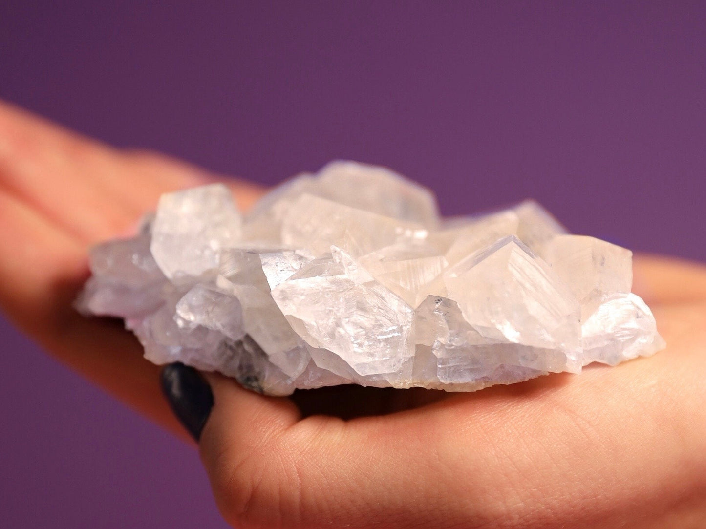 Grey Quartz Cluster with Clear Calcite Specimen